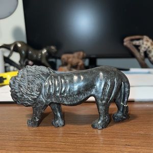 African Handcrafted Black Soapstone Lion made in Zimbabwe Africa